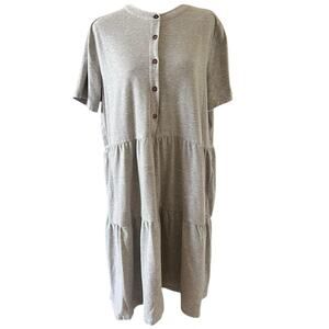 Cartoon Women Jersey Tiered Dress Gray Size US 16 Lagenlook Casual Lounge